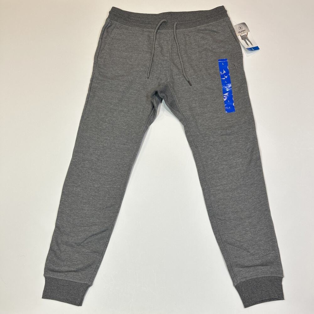 Hurley Men’s Large Gray Jogger Sweatpants NWT Drawstring Athletic Lounge Pants